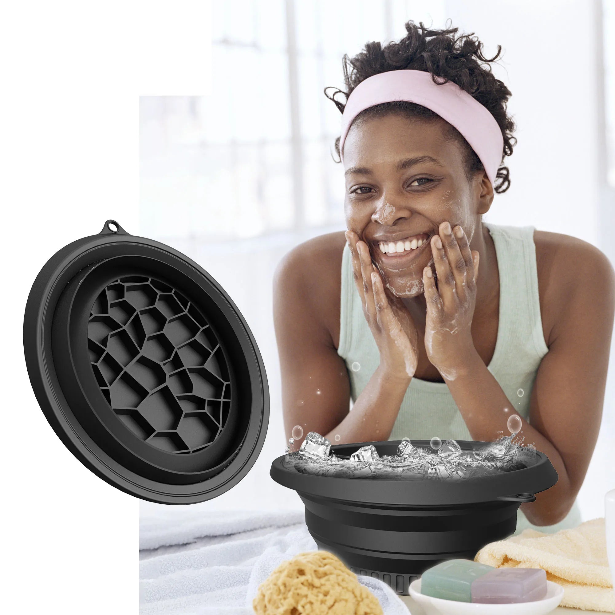 Silicone Foldable Ice Facial Bowl – Portable Cold Plunge Skincare Tool